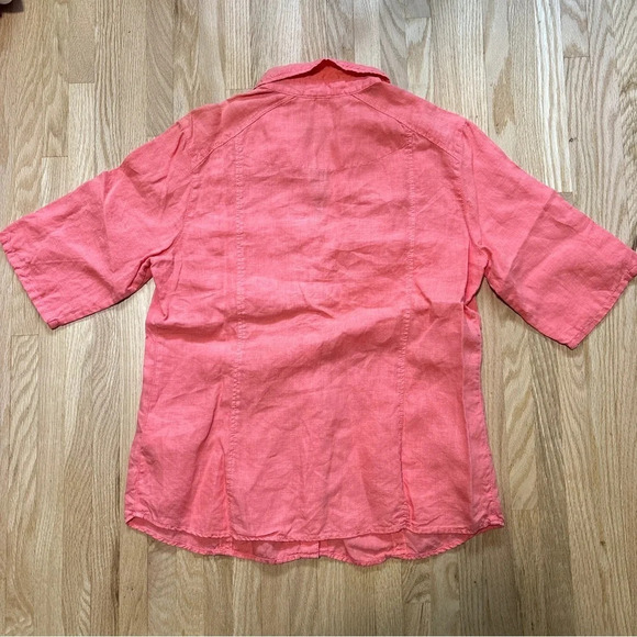 Olsen Europe Linen Short Sleeve Button  Up Shirt with Front Pockets Sz 10/Medium - Picture 6 of 6